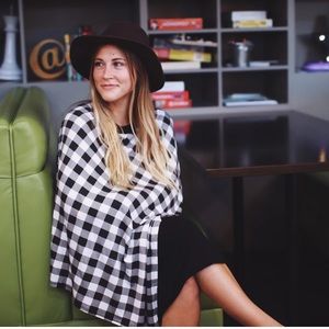 Buffalo Plaid Black and White Nursing Poncho & Car Seat Cover